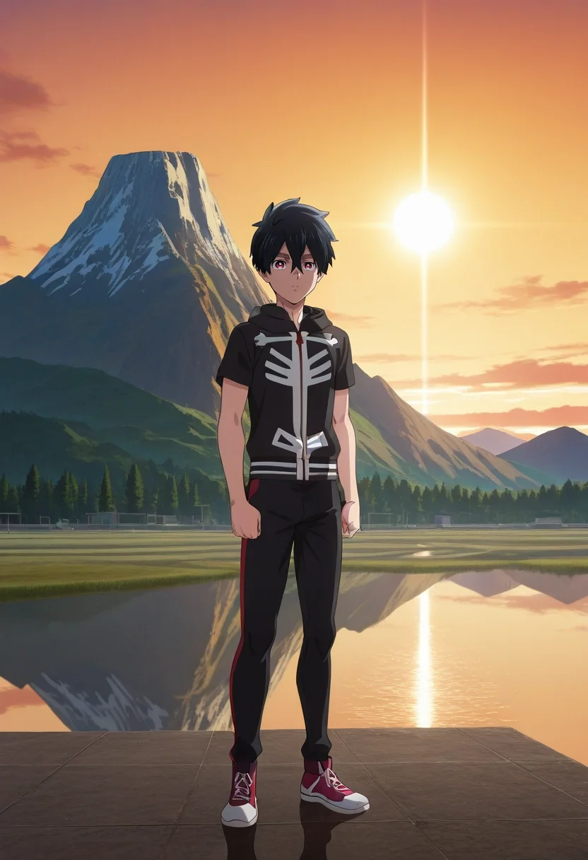 masterpiece, best quality, intricate details, anime screencap, anime coloring, official style, , 1boy, solo, male focus, <lora:kabane_kusaka_ilxl:0.9>, kabane_kusaka, black hair, red eyes, short hair, hair between eyes, kusaka kabane, , Mount Rushmore, South Dakota, granite faces, panoramic view, standing pose, reflective expression, golden hour light,
