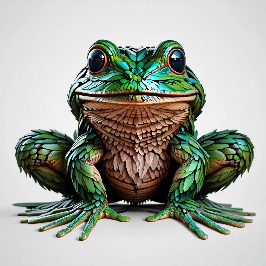 a frog made of feathers <lora:Feathers:1>