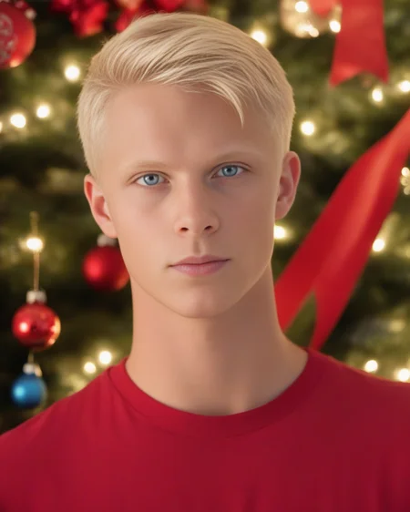 front view shot,
man, short hair, blue eyes,
blonde hair, blonde eyebrows, forehead,
red tshirt,
Christmas decoration, christmas
<lora:detailedeyebrows_v0_5:0.8>