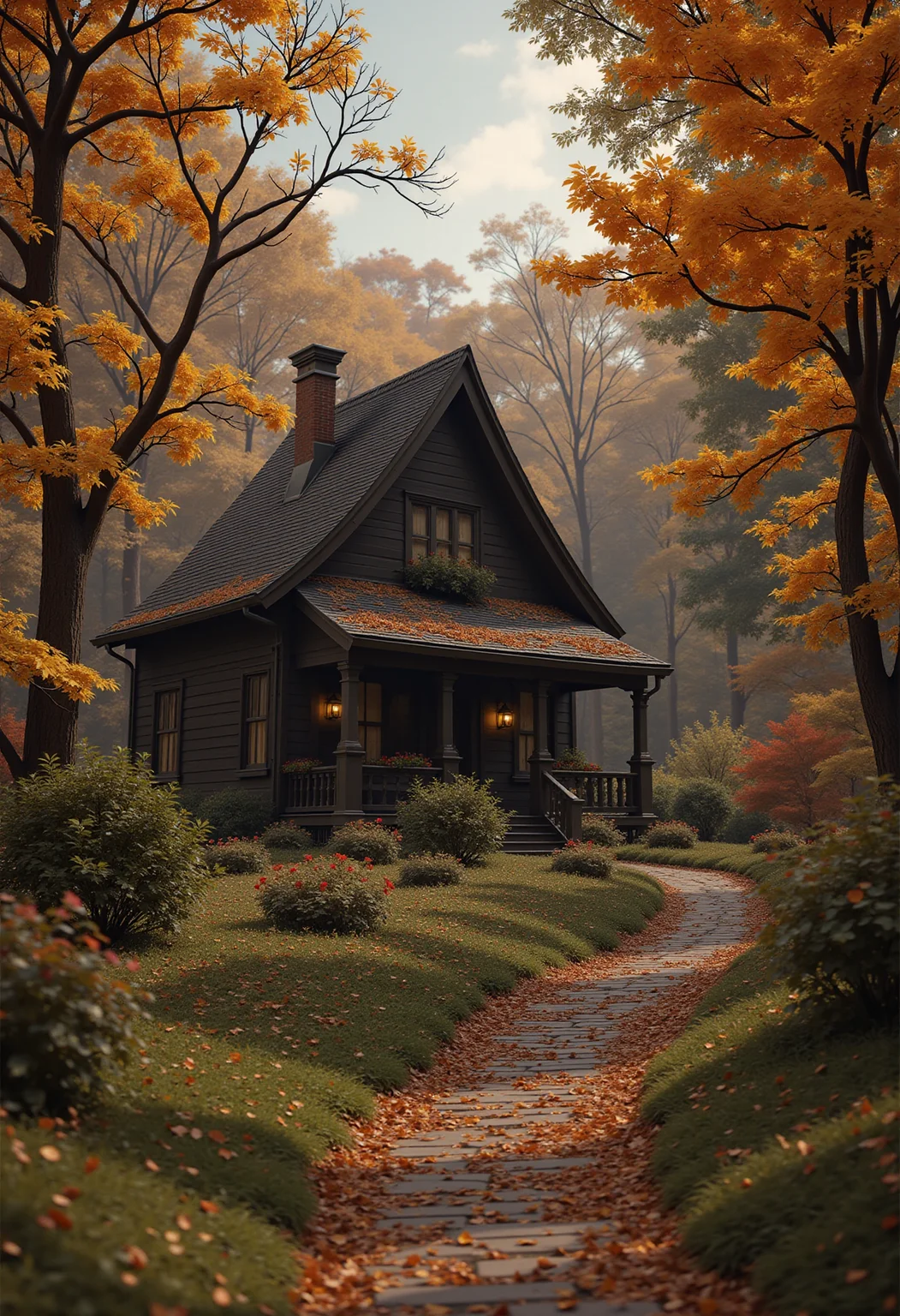 Autumn. bebop_style, <lora:Cowboy_Bebop_Style:0.8> ,<lora:impossible_geometry_V1.0:0.4> <flux <lora:flux.1_lora_flyway_Epic-detail_v2:1>