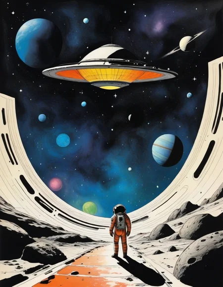 cover Space Odyssey, color ink, score_8_up, score_7_up, spaceodyssey, scifiart,