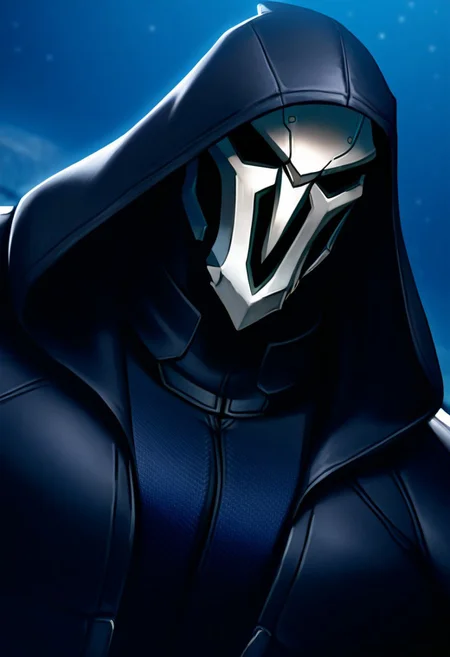 score_9,score_8_up,score_7_up, very detailed, highly detailed texture, (highly detailed face, (perfect face, perfect eyes)), depth of field, perfect soft lighting, best shadows, perfect reflections, volumetric, detailed image, high resolution, defined faces, sharp definition, 1 man, Reaper(Overwatch), hooded cloack, tactical body suit, skull mask, detailed mask, close up on the face, cowboy shot, dutch angle, night scene, big muscular chest,