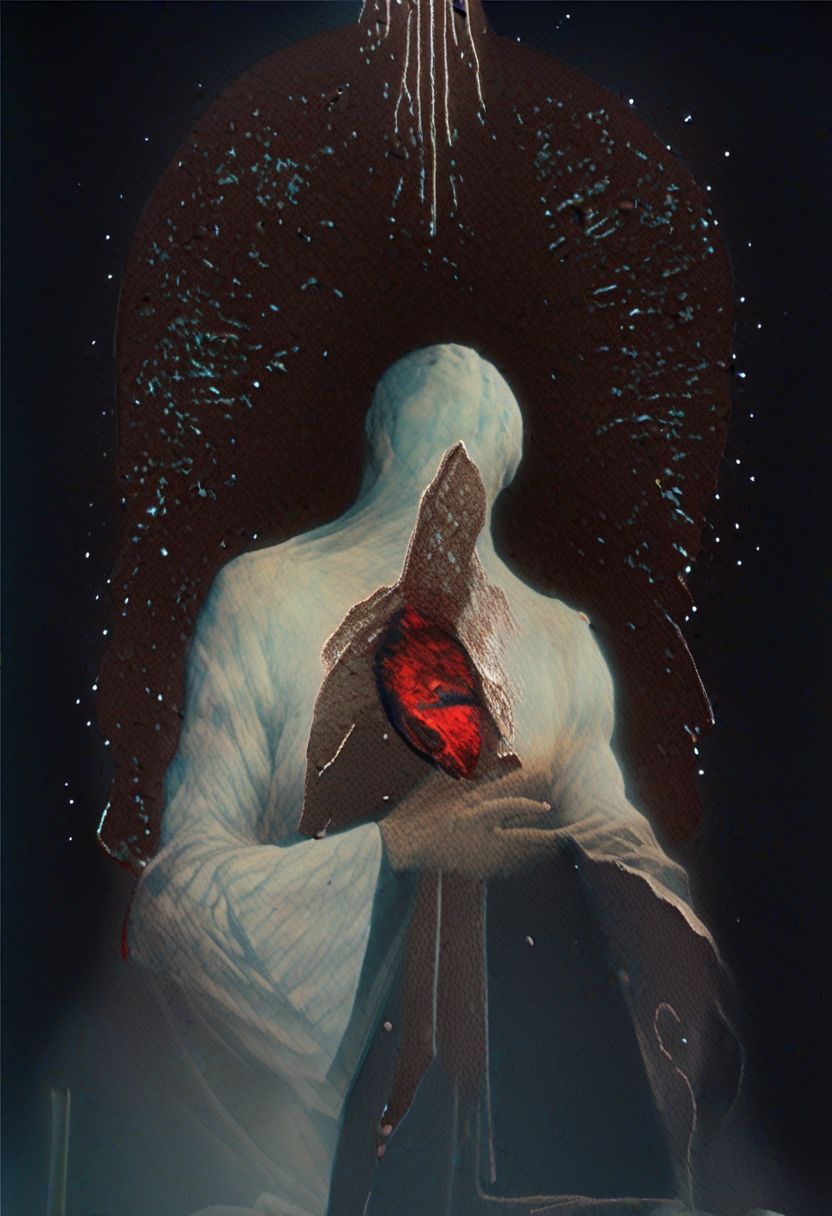 painting of an older man and his adult male lover, spark ignites, tortured souls, peacefulness, revelation, surreal dark smeared background, black and gold mutations tears in fabric , separation of colors, in the style of nicola samori <lora:DarkAnime1:1> <lora:HorrorArt(1):1.2>, glow effects, godrays, Hand drawn, render, 8k, octane render, cinema 4d, blender, dark, atmospheric 4k ultra detailed, cinematic sensual, Sharp focus, humorous illustration, big depth of field, Masterpiece, colors, 3d octane render, 4k, concept art, trending on artstation, hyperrealistic, Vivid colors, extremely detailed CG unity 8k wallpaper, trending on ArtStation, trending on CGSociety, Intricate, High Detail, dramatic, absurdes, a realistic baroque bedroom, white canopy over bed, white drapes, damask patterns, intricate details,    in the style of Vittorio Matteo Corcos