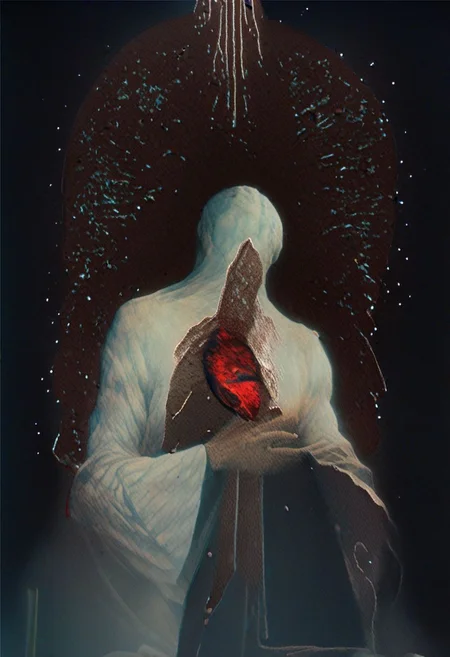 painting of an older man and his adult male lover, spark ignites, tortured souls, peacefulness, revelation, surreal dark smeared background, black and gold mutations tears in fabric , separation of colors, in the style of nicola samori <lora:DarkAnime1:1> <lora:HorrorArt(1):1.2>, glow effects, godrays, Hand drawn, render, 8k, octane render, cinema 4d, blender, dark, atmospheric 4k ultra detailed, cinematic sensual, Sharp focus, humorous illustration, big depth of field, Masterpiece, colors, 3d octane render, 4k, concept art, trending on artstation, hyperrealistic, Vivid colors, extremely detailed CG unity 8k wallpaper, trending on ArtStation, trending on CGSociety, Intricate, High Detail, dramatic, absurdes, a realistic baroque bedroom, white canopy over bed, white drapes, damask patterns, intricate details, in the style of Vittorio Matteo Corcos