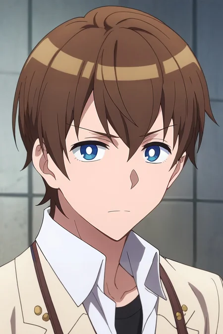 score_9, score_8_up, score_7_up, source_anime, rating_safe, intricate details, anime screencap, , , looking at viewer, depth of field, 1boy, solo, male focus, <lora:masato_oosuki_pony:0.88>, masato_oosuki, brown hair, blue eyes, short hair, bangs, hair between eyes, bright pupils, white pupils, , , <lora:sdxl_lightning_8step_lora:1>