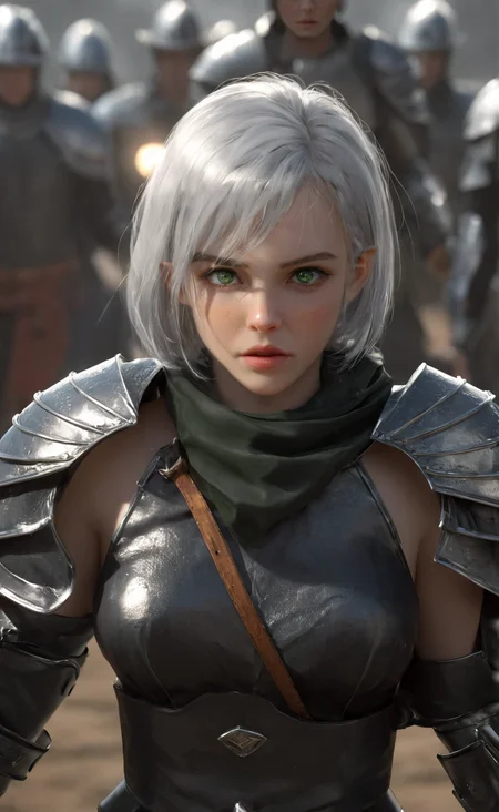 <lora:wlop_mobei:0.8>,wlop, best quality, cinematic lighting, painting, fine art, 1girl, solo, rain, lips, white hair, armor, headpiece, looking at viewer, gauntlets, chain, upper body, nose, gloves, closed mouth, capelet, depth of field, short hair, armored dress, glowing green eyes, blurry background , battle background, cowboy shot, contrapposto, looking at viewer, highres, superb, 8k wallpaper, extremely detailed, intricate, unreal engine 5, volumetric lighting, realistic, realistic lighting, cinematic, 4k, cinematic lighting, 8k, depth of field, 3d, masterpiece, perfect, award-winning, hyper-detailed, photorealistic, ultra realistic, realistic light, hard lighting, intricate details, stop motion, hyperfocus, tonemapping, sharp focus, hyper detailed, detailed eyes, eyes focus, (illustration:1.1), highres, (extremely detailed CG unity 8k wallpaper:1.1), (mid shot1.25), (portrait:1.25), (solo:1.2), 1girl, (beautiful face:1.15), ((masterpiece))