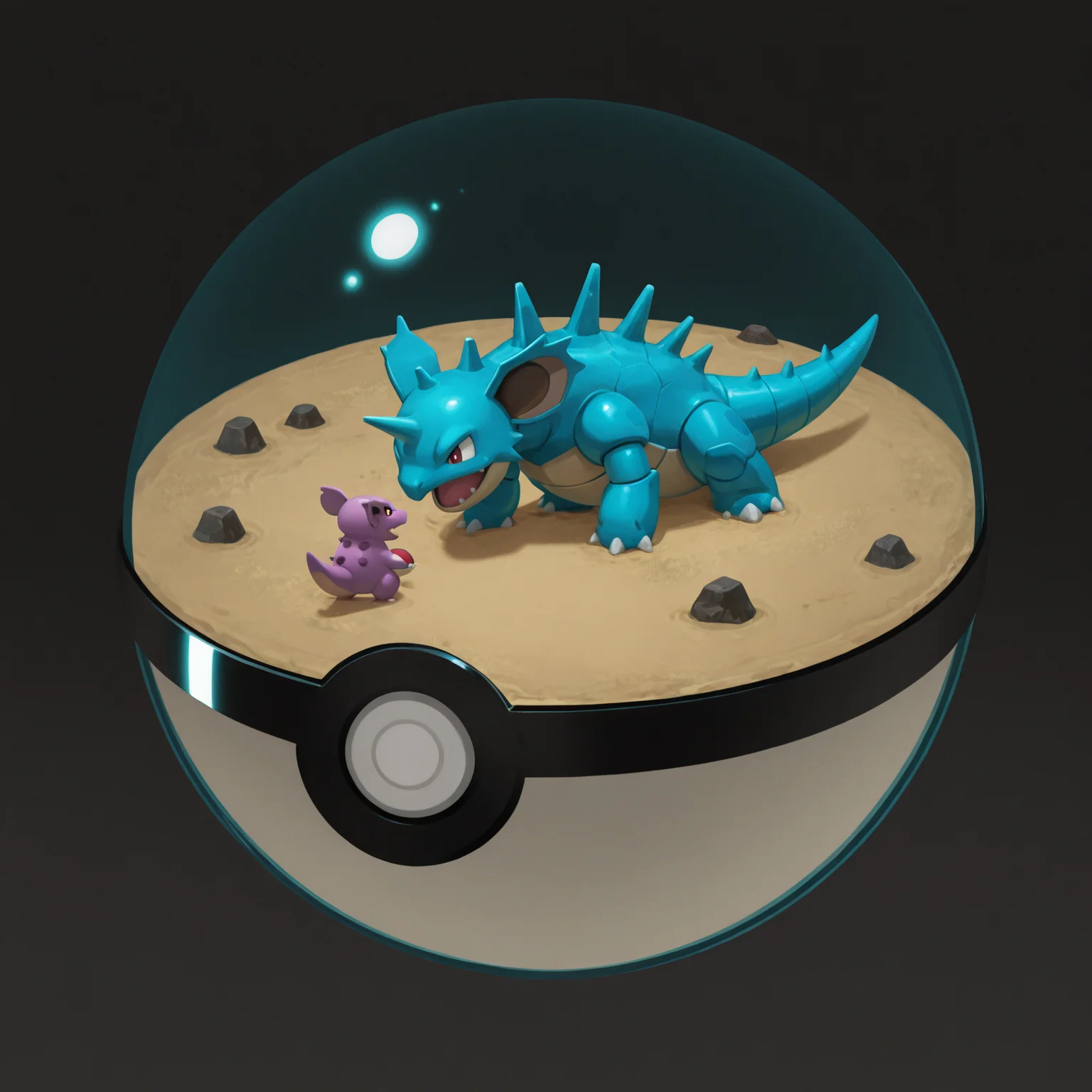 masterpiece, best quality, amazing quality, <lora:Inside_pokeball_buns:0.7> 1ns1d3pok3ball, pokeball, pokemon (creature), no humans,  Nidoking, masterpiece, best quality, amazing quality