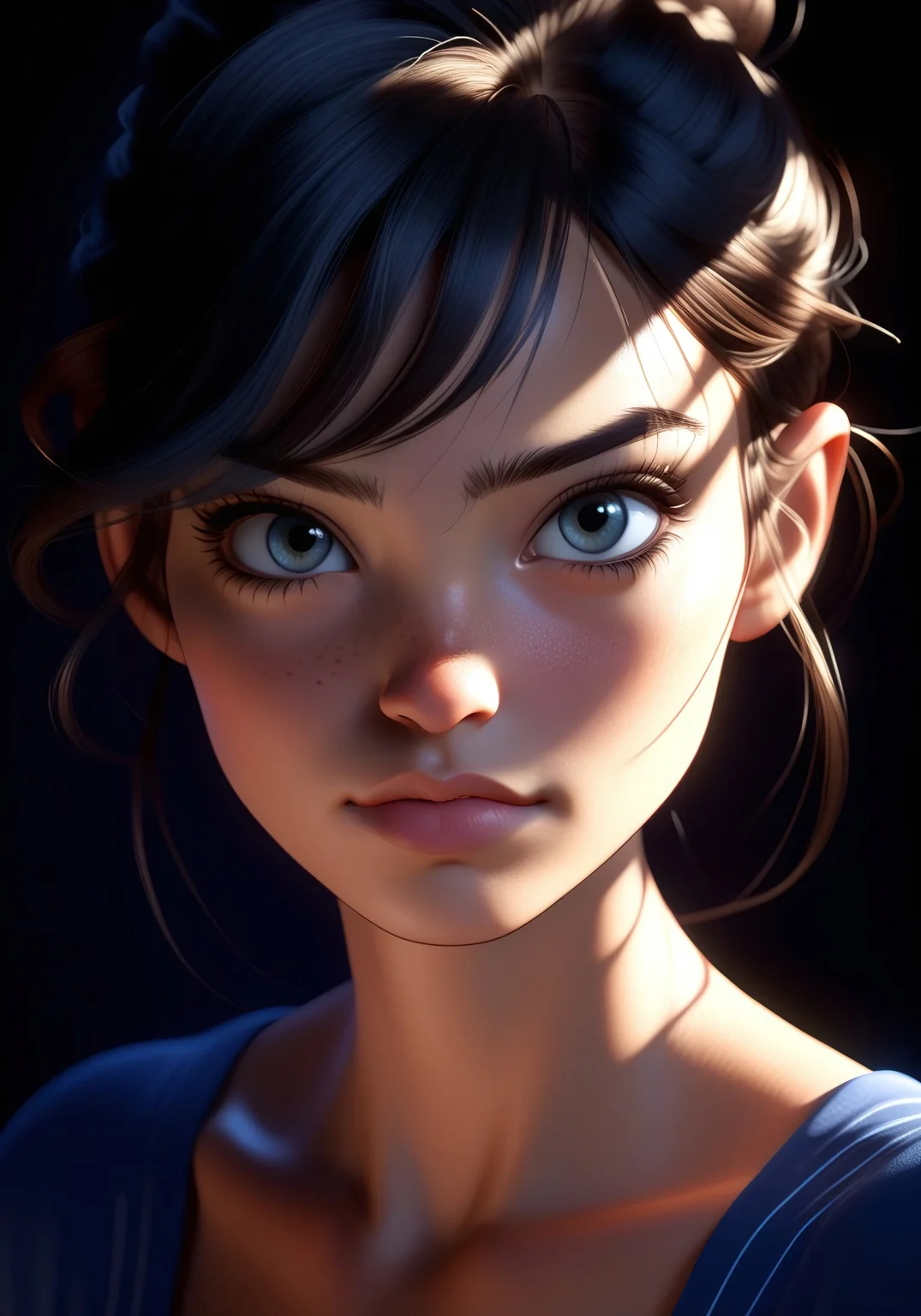 masterpiece, best quality, ultra-detailed, 4K, CGI-rendered, Pixar-style, Disney animation, DreamWorks, stylized 3D, ultra-smooth shading, subsurface scattering, hyper-detailed textures, physically-based rendering (PBR), Octane Render, Unreal Engine 5)
A highly detailed stylized 3D character, with smooth sculpted facial features, realistic subsurface scattering on skin, and a perfectly polished, high-quality CGI look. The shading is ultra-soft, with highly detailed lighting reflections on hair, skin, and fabric, mimicking a professional animated movie character.
The character has precisely sculpted stylized hair with perfectly smooth edges and realistic lighting interactions. The materials are physically accurate, giving a real 3D presence, with subtle global illumination effects. The background is cinematic, softly blurred, with a subtle gradient effect to emphasize the depth.
((Blender Cycles, Octane Render, volumetric lighting, subsurface scattering, soft rim lights, ultra-realistic shading, smooth NPR toon shading, sculpted details, ultra-sharp resolution))
