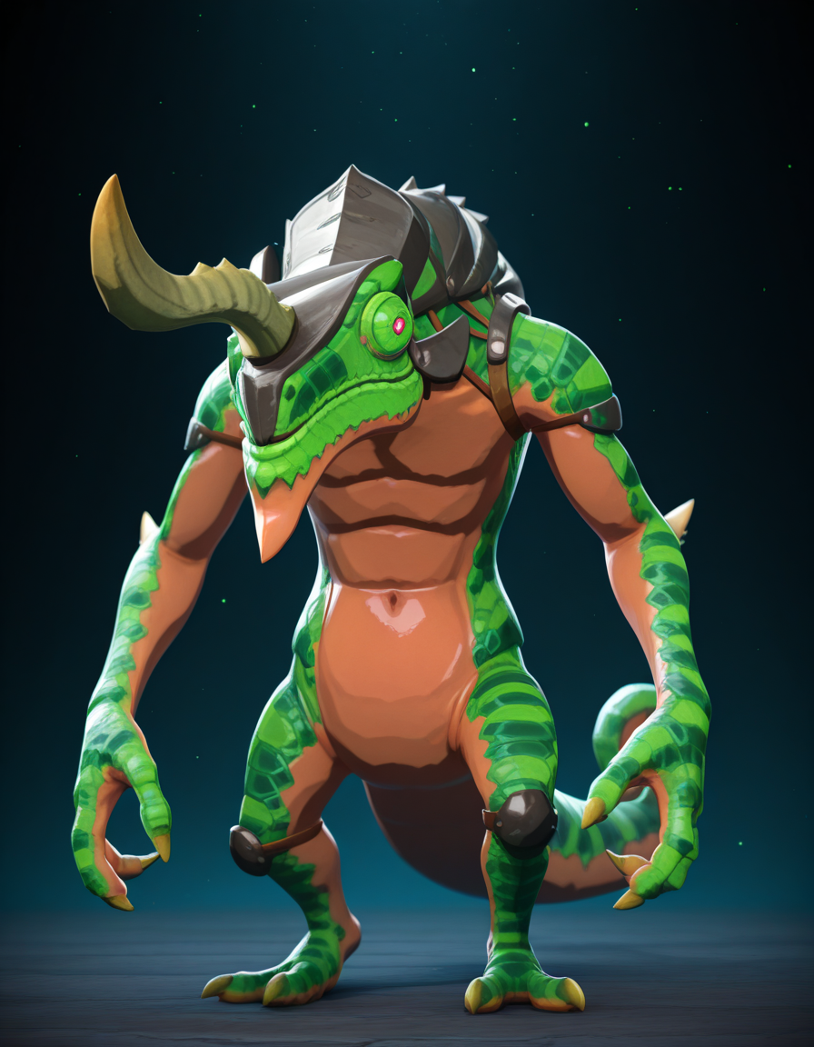 Masterpiece, high-res, 2k, best quality, 3d, 1monster ,  greenlizalfos, <lora:lizalfos_illus-000040:1>