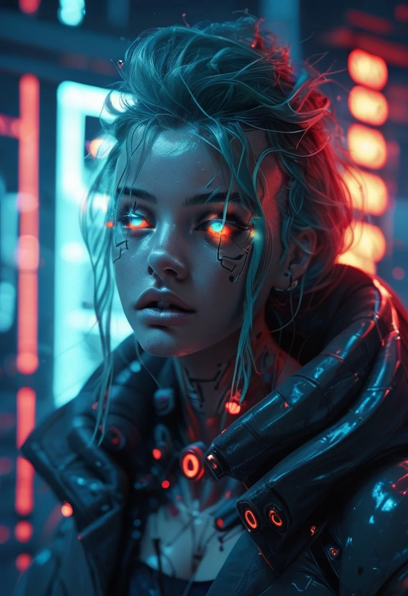 score_9, score_8_up, score_7_up, night, color light, darkness, blue light, glowing eyes, cyberpunk