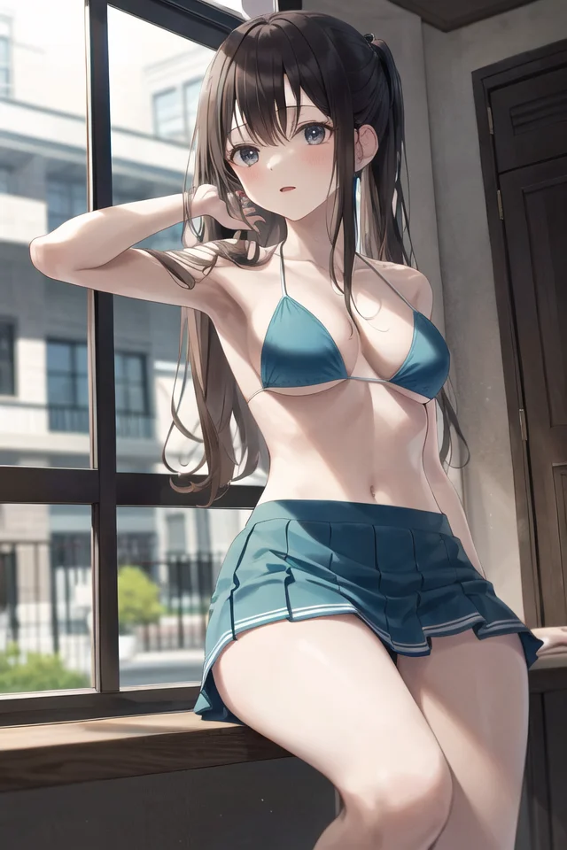 (masterpiece:1.05), (best quality:1.05),1girl,bikini_skirt <lora:roha-v1:0.6>