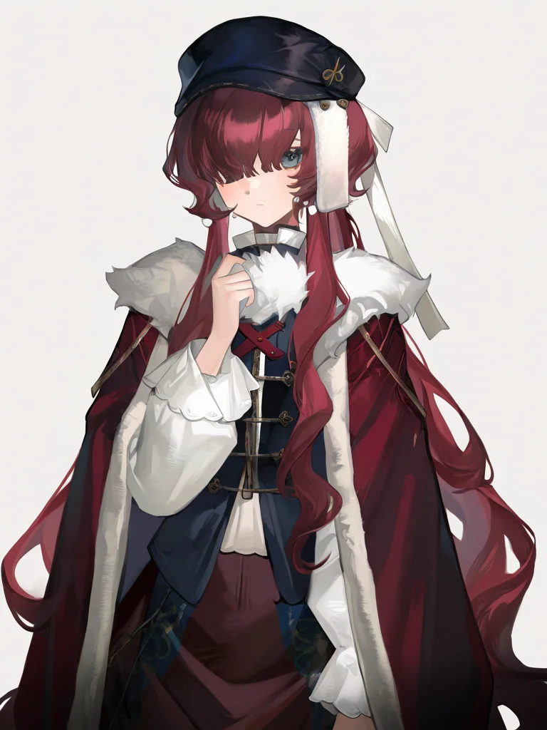 ,1girl,looking at viewer,solo,simple background,white background,yenisei,hat,<lora:yenisei-000014:1>, masterpiece, best quality, very aesthetic, absurdres,newest, incredibly absurdres,