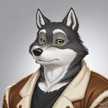 score_9, score_8_up, score_7_up, source:furry, dynamic lighting, detailed background, bedroom background, anthro, furry, male, 1boi, (headshot), solo, (detailed face, detailed eyes), WB_sketchv1, furry, anthropomorphic character, WB_SketchV1
BREAK
Mr_Badwolf, Anthro Wolf, Wolf, BBW, Ever_after_high, dark gray fur, white snout, white eyebrows, white inner ears, black nose, white sclera, yellow eyes, black lips, large muscles, muscular, thick neck, leather jacket, fleece-lined jacket, torn jeans, digitgrade legs,
BREAK
<lora:add-detail-xl:1.5>