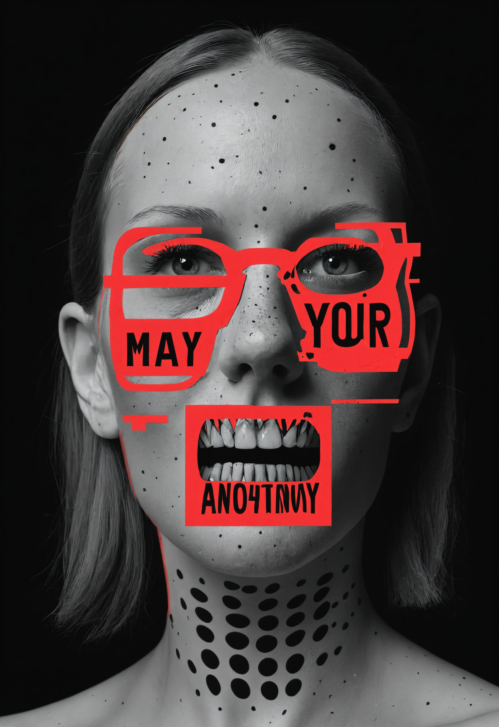 creepy , woman,  absurd surrealism, close up, Anthony Burrill,isolated on black <lora:lazy:1.5> <lora:xray:1.2> <lora:add-detail-xl:1> <lora:Cyberpunk _Anime_V2_light_version-SDXL:1>