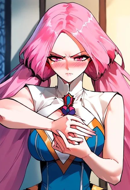 score_9,score_8_up,score_7_up,score_6_up,source_anime, (best quality), (masterpiece), (extremely detailed), (finely detailed), (detailed face, perfect face, perfect eyes, beautiful detailed shading), (perfect hands), (full colors), blush,
BREAK,
cowboy shot, upper body,
1girl, solo, 纳兰嫣然, pink hair, twintails, long hair, pink eyes, large breasts, fighting pose,