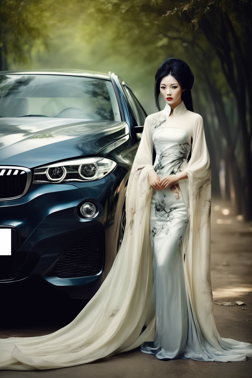 <lora:Zhang Jingna Style:1>Zhang Jingna Style - Beautiful Chinese woman with BMW