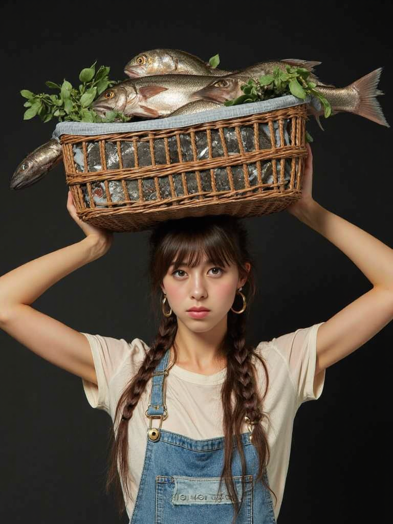 There are wonderful studio lights and various reflections,
18yo beautiful cute girl with blushing and female orgasm.skin naturally showing the texture of blood vessels and detailed pale skin,
--,
<lora:Nakajo_Ayami_f1:1>,she is Nakajo Ayami, --,A fishmonger's daughter balances baskets on her head in Busan harbor dawn. Her rubber apron glistens with scales forming constellation patterns braided hair coiled with bioluminescent seaweed. Ice mist rises from crates to frame her flushed cheeks while fish gills pulse in rhythm with her breathing. Hyper-realistic textures: calloused hands vs silk-thin fish membranes rusted hooks casting lace-like shadows on her neck. The magic hides in the synchronized sway of every creature's movement with her hips.