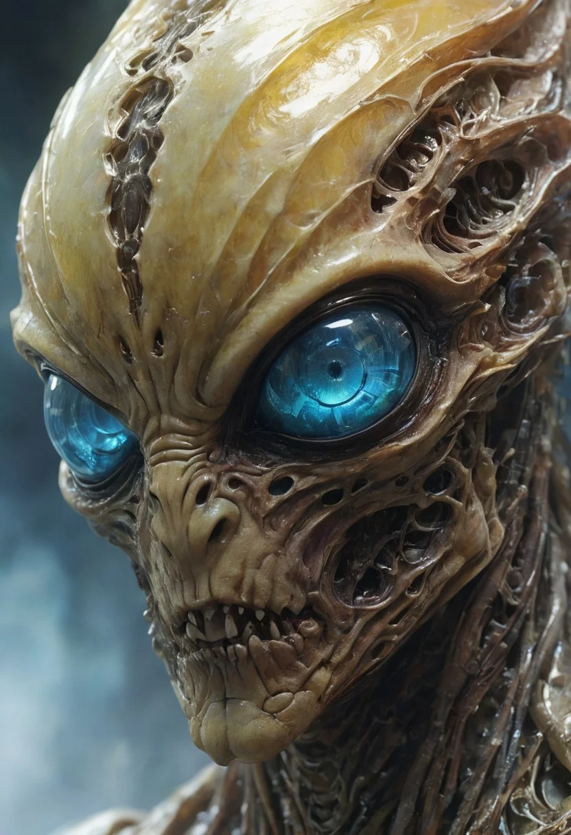An angry colored translucent artialien, rage, (translucent head:1.6),
hyperdetailed realistic illustration, intricately detailed, highest quality,
BREAK, stylized photo, ultra level of detail and precision in the art, masterpiece, mixed media, intense mood, detailed shading,
subsurface scattering, light leaks, soft shadows, film grain, Dutch angle, narrow DoF, cinematic composition, mystic haze, dusty atmosphere, close-up, very detailed skin and scares, HDR, RAW photograph