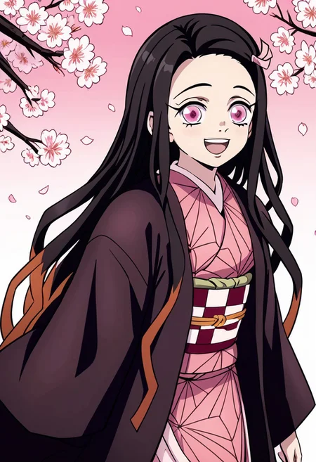 Kamado_Nezuko, kimono, happy