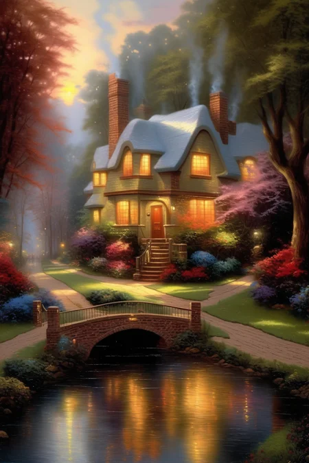 <lora:Thomas Kinkade Style:1>Thomas Kinkade Style - thomas kinkade original oil painting hyper - detailed hyper - realistic photorealistic hd 8k