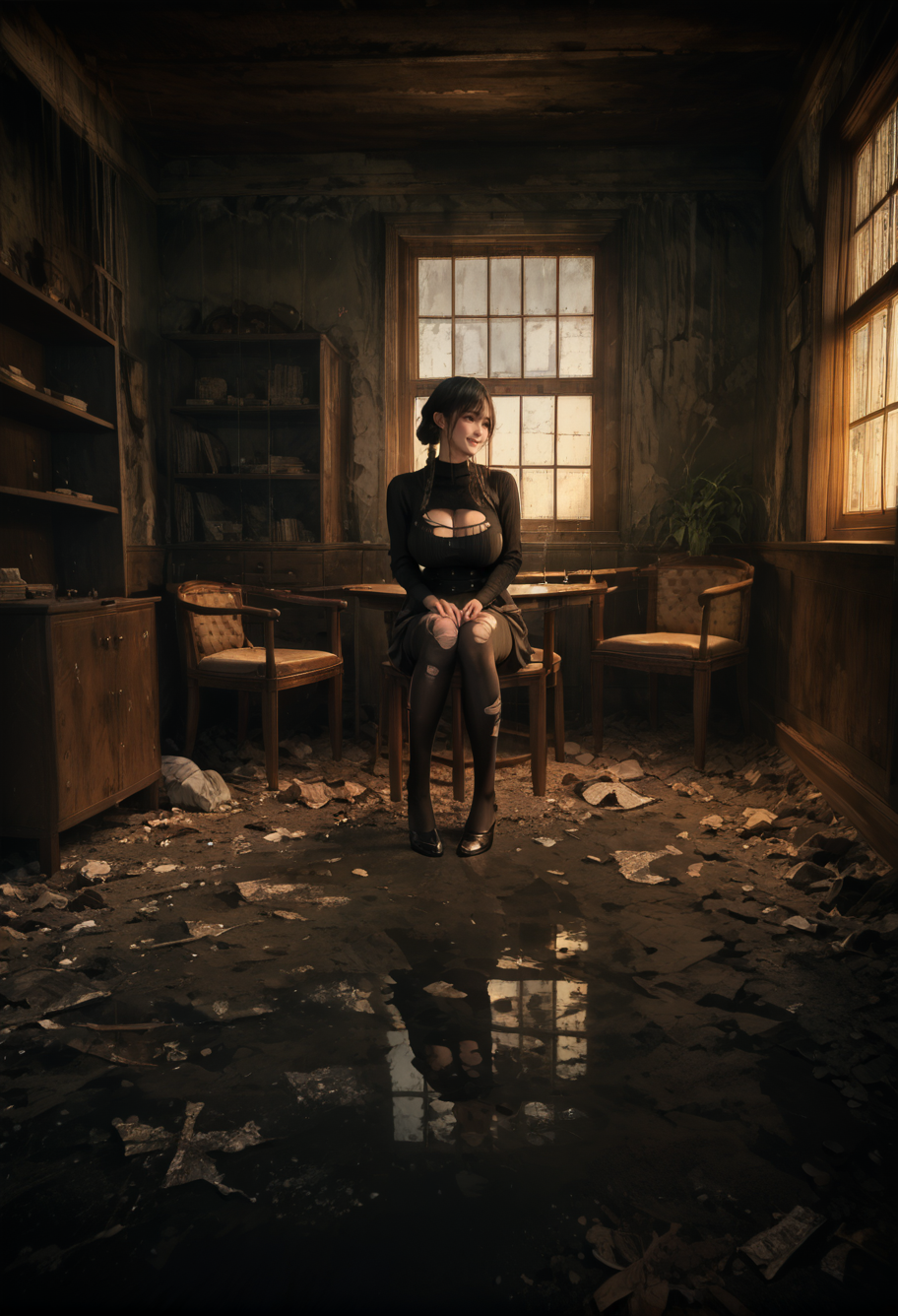 ,ruanyi1919,indoors,table,window,
1girl,torn pantyhose,torn clothes,on ground,knees to chest,full body,<lora:1919 dilapidated room_v1_pony:0.9>, score_9, score_8_up, score_7_up, score_6_up, score_9, score_8_up, score_7_up, score_6_up source_anime, blush, horny, 1girl, seduce smile, perfect body , natural huge breasts , source _anime,