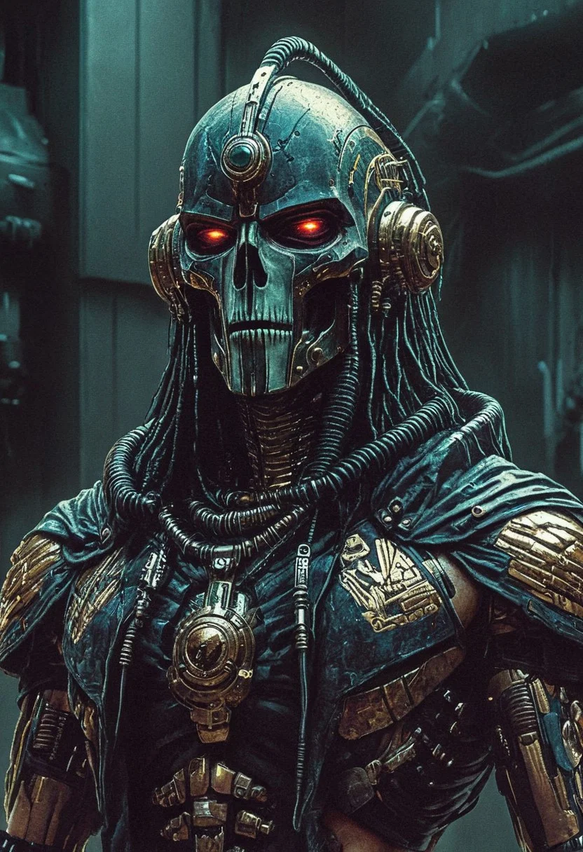 DnD_Grainyboyz, grainy, noise, Dark cyberpunk artwork, Extremely hyper realistic detailed CYBER-HORUS,