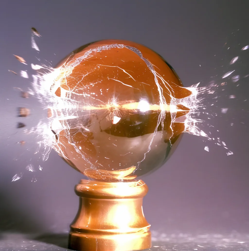 motioshot a crystal ball bullet-pierced, exploding crystal ball high-speed photography <lora:motioshot:1>