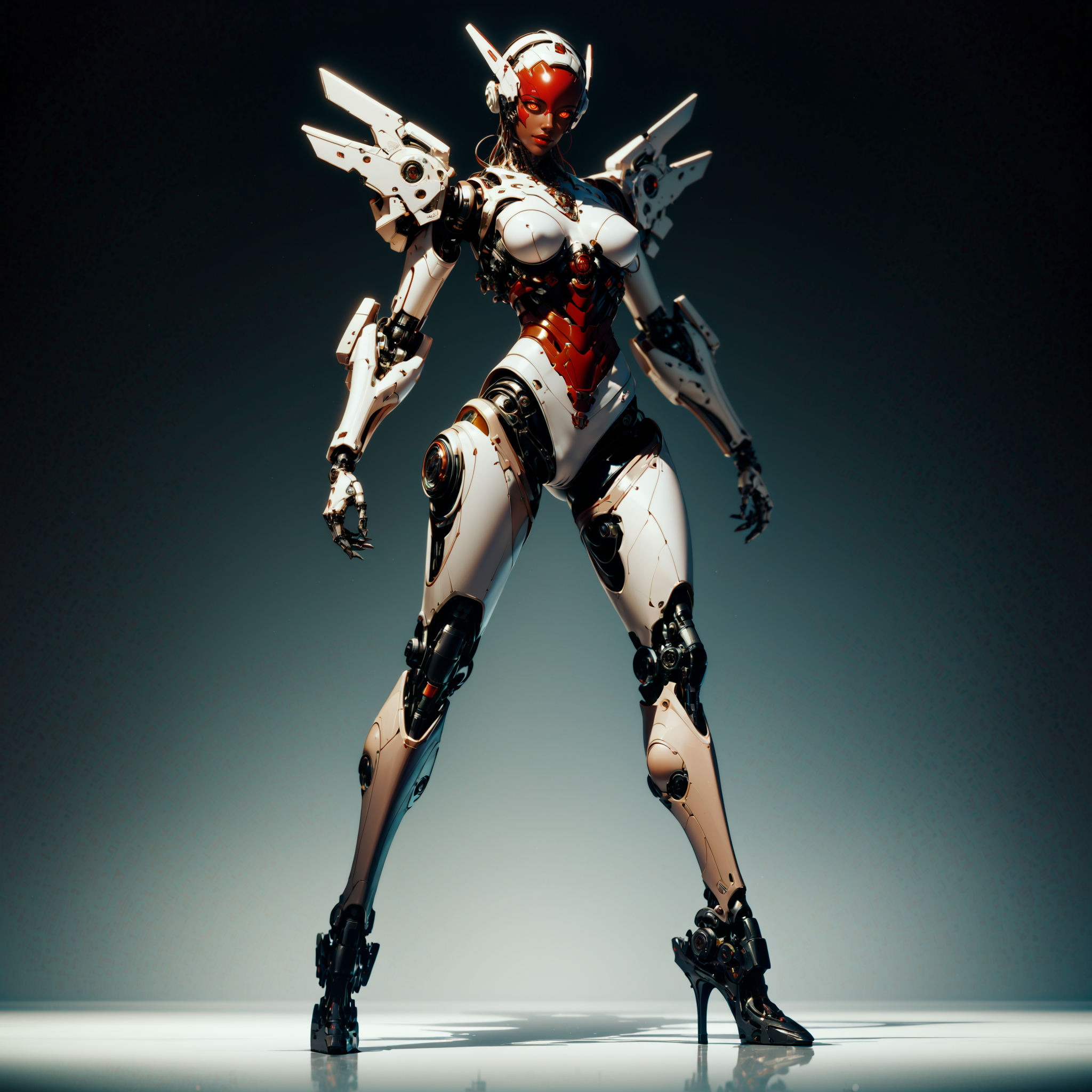 (score_9, score_8_up, score_7_up, zPDXL), (thick lineart, sharp edges, cel shading, linear hatching)
BREAK
full body, 1women, dark-skinned female,  femme fatale with red lips, shiny eyes, captivating gaze, , delicate and smooth skin, perfect body, thighs, highly detailed, glossy lips, female focus, robot, cyborg , android, mechanical arms, cyborg, robot joints, mechanical parts, tube, spine, cybernetic neck, bionic torso, bionic skin, silhouette in the style of dark wave, vector art illustration, background is a fiery green and red  wavy pattern, dramatic shadows, contrast lighting, high detail