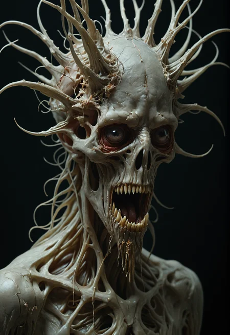 absurd surrealism, primordial creatures, clean sharp focus, detailed,Albert Oehlen,creepy photo,Agostino Arrivabene,black background,close up
<lora:extremely_detailed:1> <lora:sdxl_photorealistic_slider_v1:1>