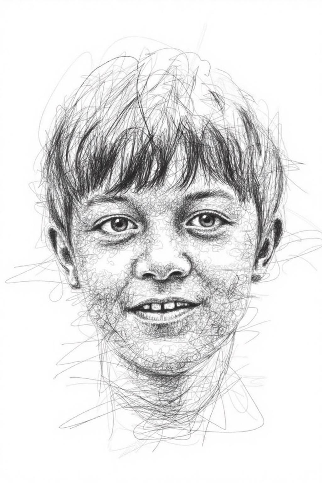 Drawing on grey paper, depicting the face of a teenager boy <lora:scribble1_nbm_d6a3:1.0><lora:822507647879109816:0>