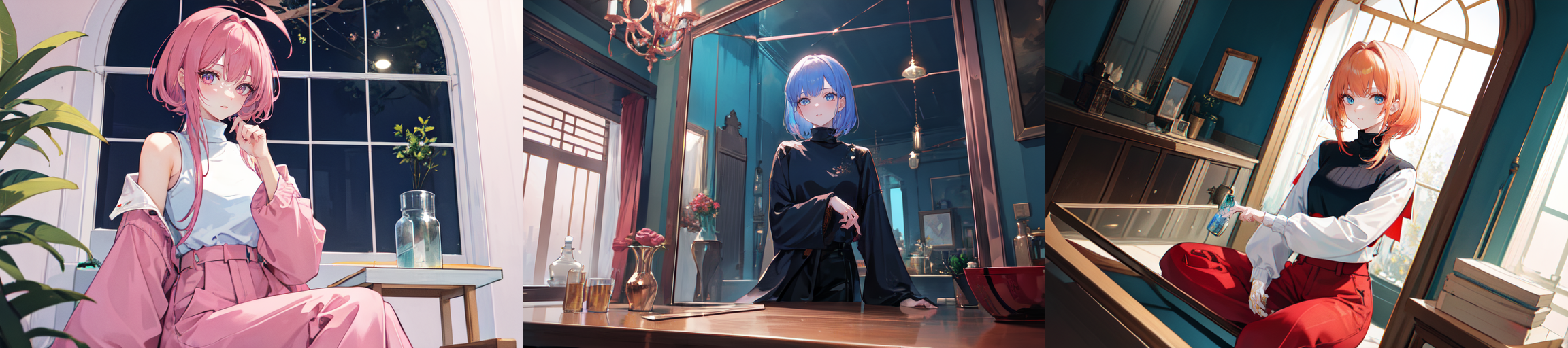 (otherworldly), highly insanely detailed, masterpiece, top quality, best quality, highres, 4k, 8k, RAW photo, (very aesthetic, beautiful and aesthetic), 
1girl, asian female, facing viewer, turtleneck, pants, 
<lora:MM5-v1:0>, blue wall, window, sitting, Magic Mirror Car, MM5, indoors, 
1girl, solo, 
(__lazy-wildcards/char/haircolor__),âââ