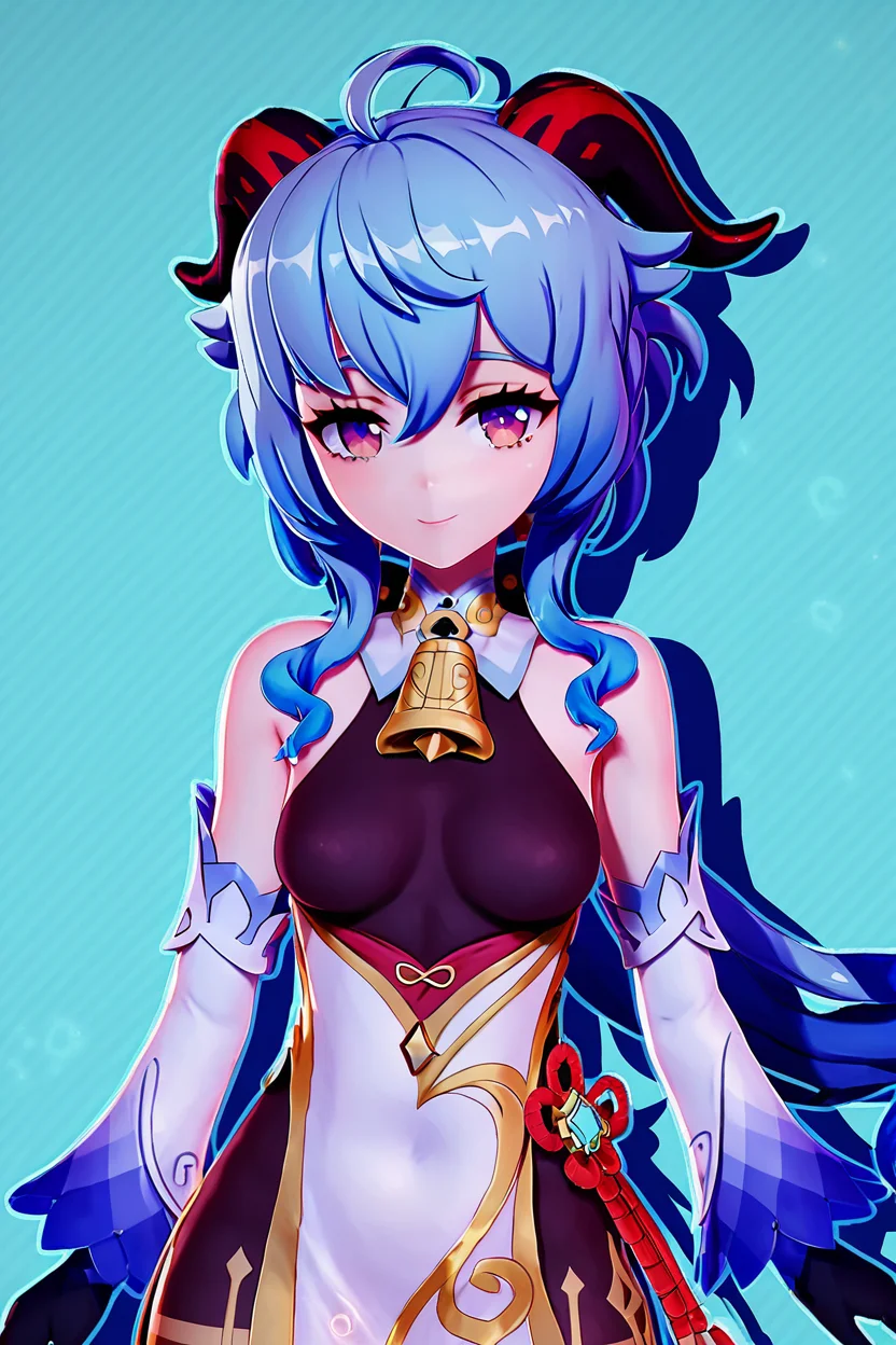 score_9, score_8_up, score_8, medium breasts, (curvy), cute, eyelashes, BREAK, , BREAK, <lora:genshin-ganyu-ingame-ponyxl-lora-nochekaiser:0.7>, ganyu, blue hair, goat horns, horns, long hair, purple eyes, sidelocks, gloves, bare positive:BREAK, shoulders, detached sleeves, black gloves, bell, bodysuit, neck bell, black bodysuit, vision \(genshin impact\), bodystocking, cowbell, chinese knot,, <lora:Zy0n7_PDXL:1.0>, , BREAK, smile, looking at viewer, cowboy shot, embedding:zPDXL, Expressiveh, <lora:SDXLFaeTastic2400:0.5>, <lora:Expressive_H-000001:0.4>,