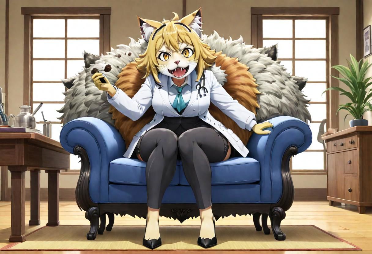 2d,anime,kemono friends, scientists have finally succeeded in creating a catgirl, but its a hideous fleshmutant abomination that destroys the furniture and produces giant hairballs,horror,