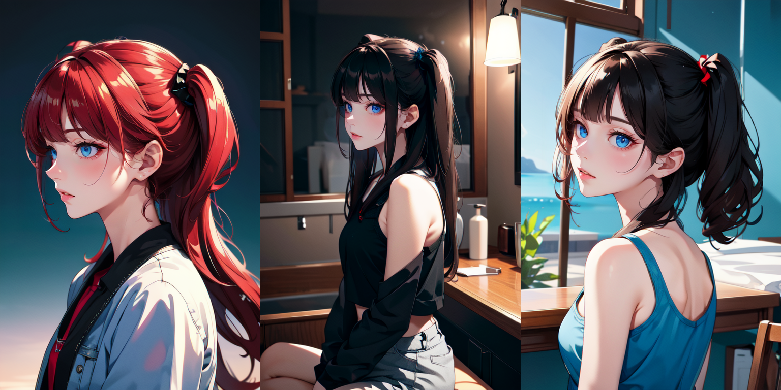 highly insanely detailed, masterpiece, top quality, best quality, highres, 4k, 8k, RAW photo, (very aesthetic, beautiful and aesthetic), two side up, 
__lazy-wildcards/dataset/background-color__, 
<lora:two_side_up-1.0:0.7>âââ