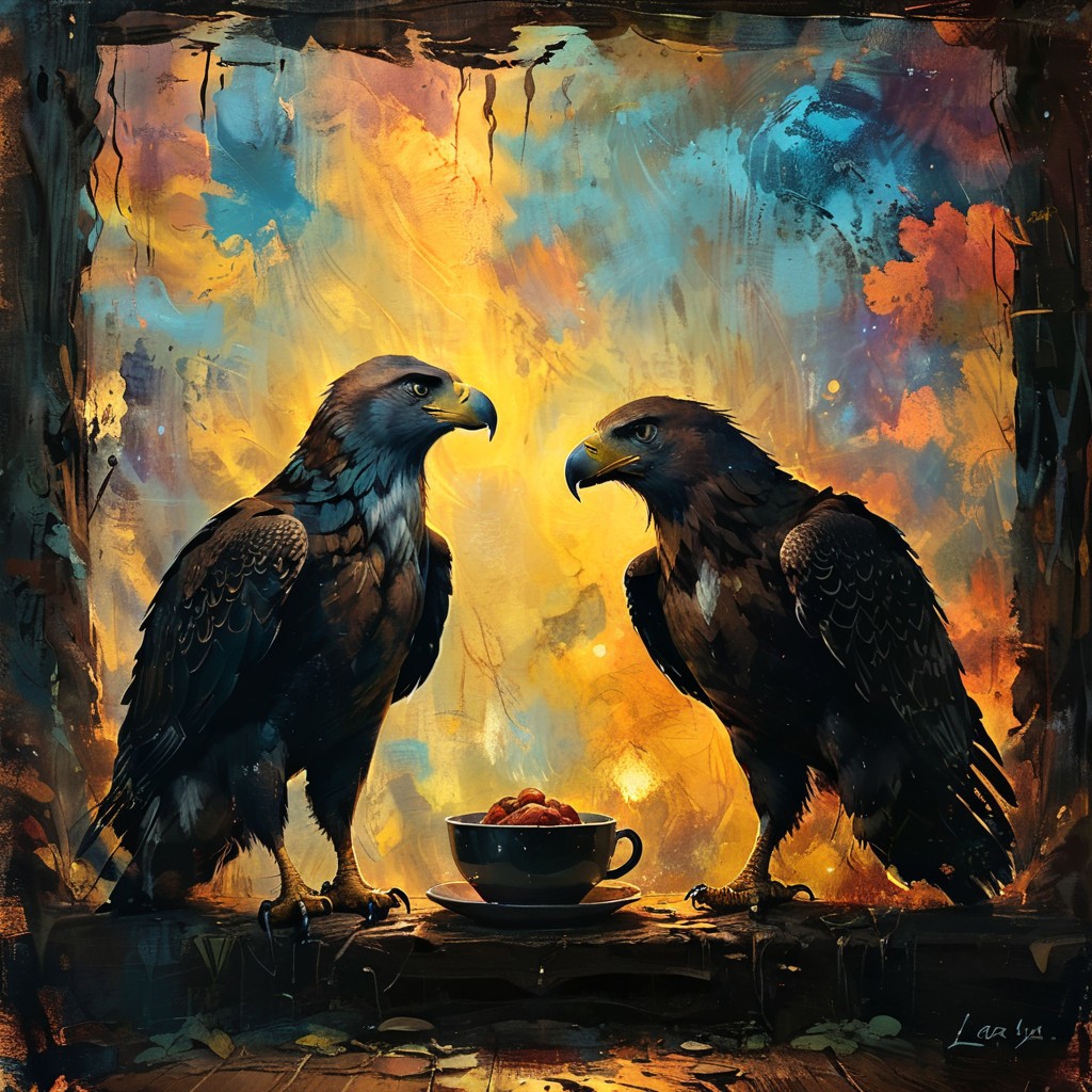 DORIAN an elegant eagle, ate a hearty breakfast, and watched a Munchkin, who played with Toto and pulled his tail and crowed and laughed in a way that greatly amused Dorothy.  <lora Dreamyvibes Artstyle:0.4>