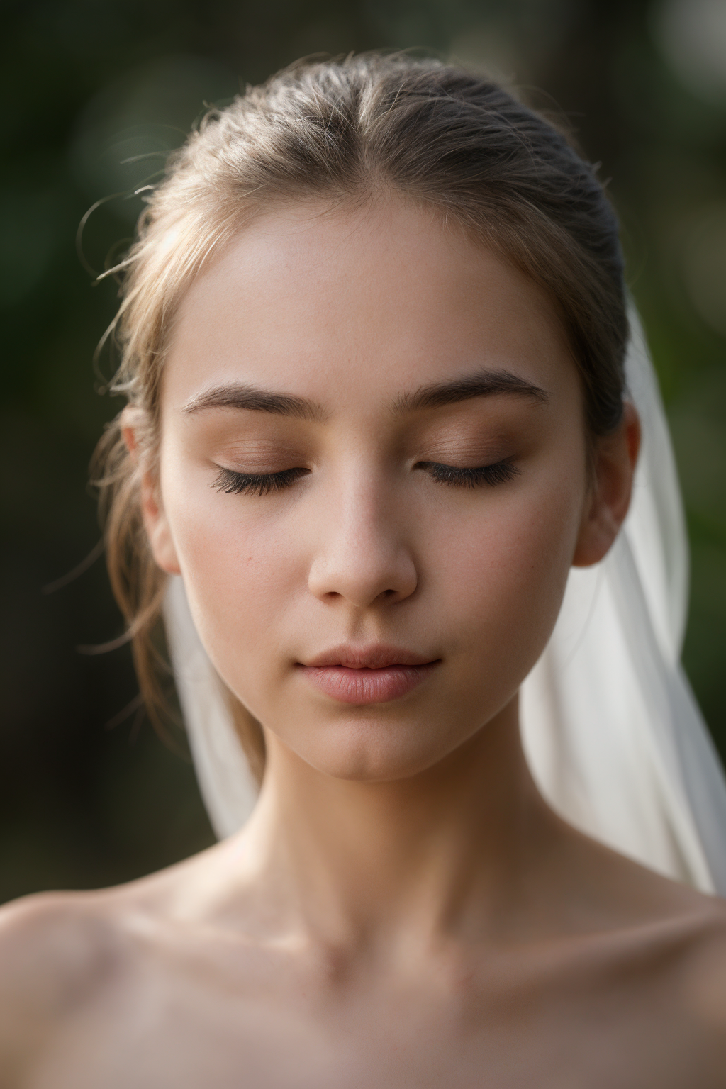 A mesmerizing, extreme close-up of the woman's face, her eyes closed, and her lips parted, as if in a state of deep, spiritual ecstasy, the moonlight casting an ethereal glow on her skin, illuminating the delicate, intricate details of her features, from the gentle curve of her eyelids, to the soft, inviting shape of her mouth, the camera capturing the scene in a hyper-realistic, ultra-high-definition style, with a shallow depth of field, that blurs the background, and draws the viewer's eye to the captivating, enigmatic beauty of her face, the overall mood one of profound intimacy, and deep emotional connection, as if the viewer is sharing a private, sacred moment with the woman, the image exuding a sense of tranquility, and peacefulness, that invites the viewer to step into the serene, enchanting world of the photograph, and experience the beauty, and wonder of the moment.