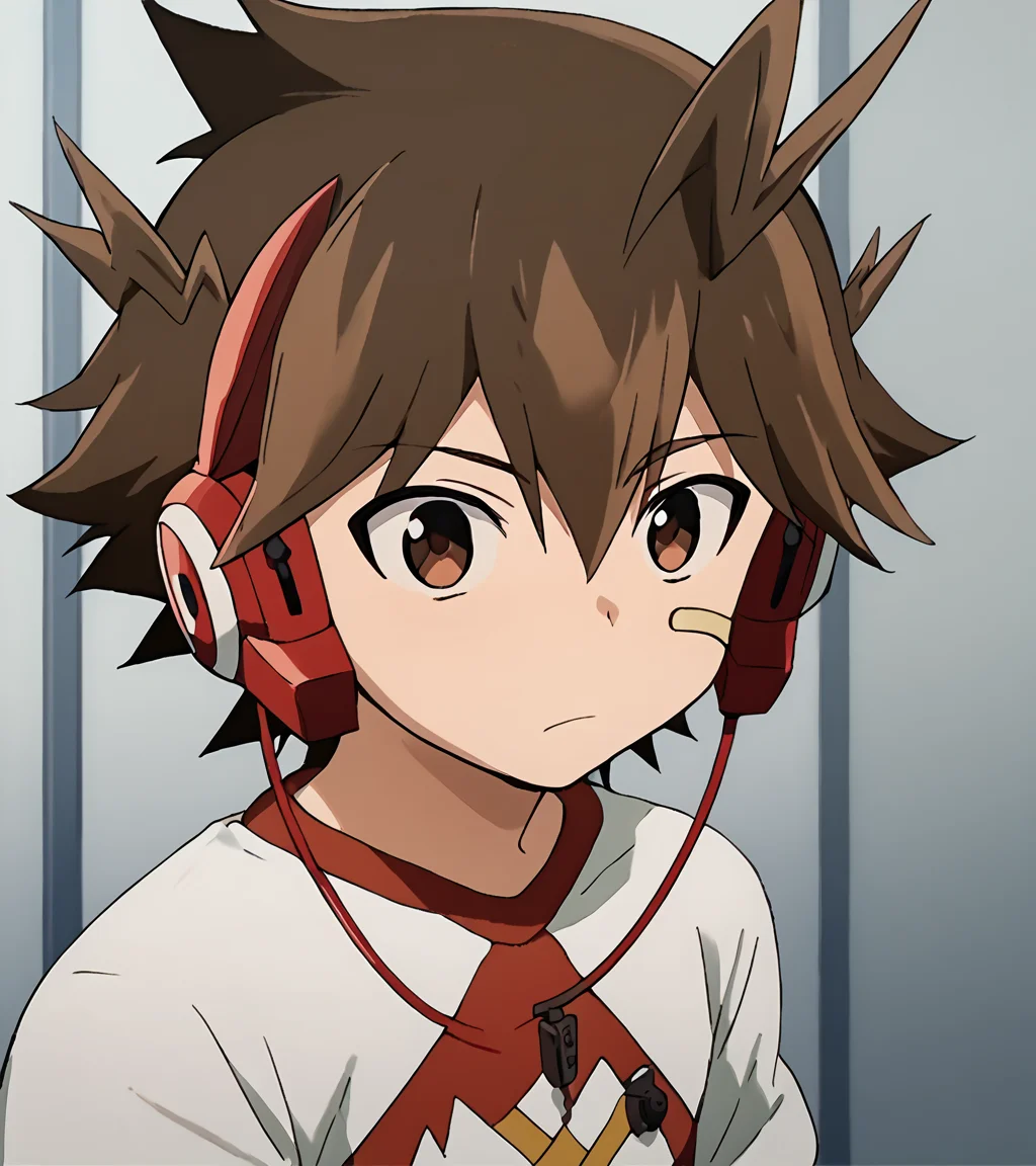 score_9,score_8_up,score_7_up,score_6_up,score_5_up,score_4_up,source_anime,
1boy,solo,solo focus,male focus,male child,early teen,<lora:PonyCharacter-TodorokiKakeruPerson:1>,TodorokiKakeruPerson,brown hair,brown eyes,spiked hair,headphones,hair between eyes,ahoge,bandaid on face,
