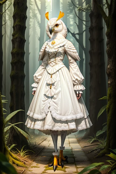 RAW photo, humanoid, a upper body photo of [[man:bird:2] ]a werebird bird standing ,white , Maid dress,gothic_lolita,temple, forest,muscular female, <lora:100_Toucan_1v_5_1080_0001BD5e_off:0.6> <lora:7_wereanimal_1v5_768_0001BD5e_NR128NA128off-000002:0.4>, best quality ,[[2 dog hands]], in the beautiful sunshine,   facing front, [[furry arms]], furry body ,real detailed furry
