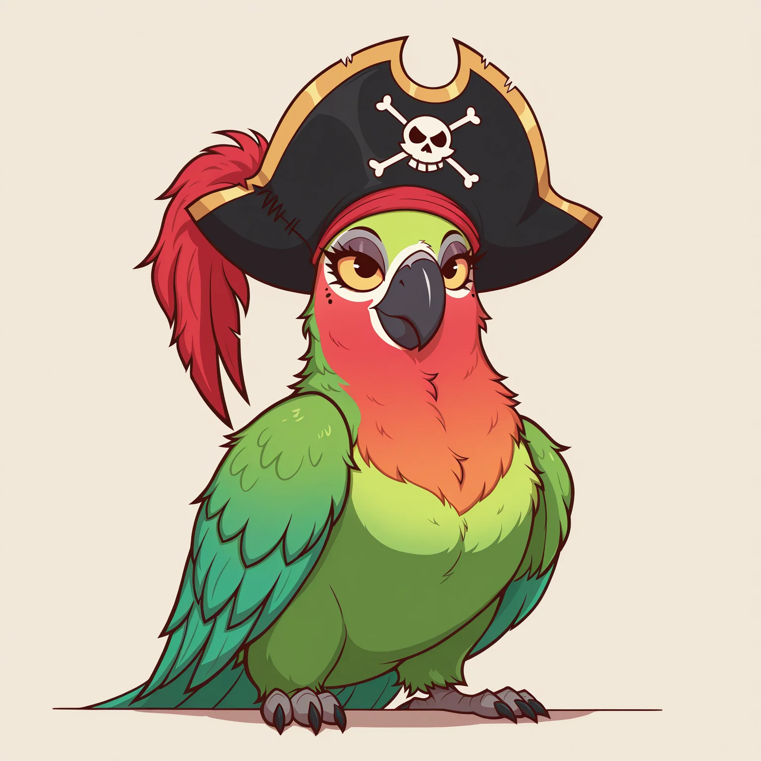 masterpiece, best quality, lw88, parrot, pirate hat, no humans, solo