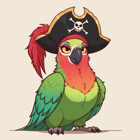 masterpiece, best quality, lw88, parrot, pirate hat, no humans, solo