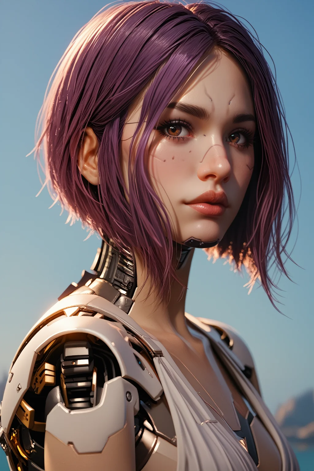 score_9, score_8_up, score_7_up,
<lora:CyberSongbird:0.8>
CyberSongbird, 1girl, cyborg, purple hair, short hair, brown eyes, looking at viewer, portrait