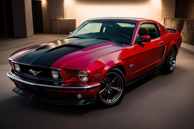 cars fantastic red, [ford mustang], speed, intricate detail ,dark background , HD. Photograph , in table((realism)), extremely high quality RAW photograph, ultra detailed photograph, sharp focus, high resolution, (detailed skin:1,3),high quality, film grain, Fujifilm XT3,Highly Detailed, movie, (Cinematic Photo:1.3) of (Realistic:1.3)