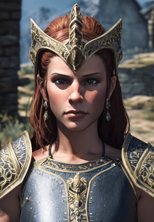 a woman, sfw, <lora:Nord-Female:0.8>, Nord-Female, 1girl, solo, portrait, armor,, diamond body, (masterpiece, best quality, absurdres, detailed, ultra-detailed:1.3), hot