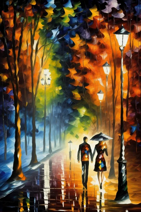 <lora:Leonid Afremov Style:1>Leonid Afremov Style - monochrome night