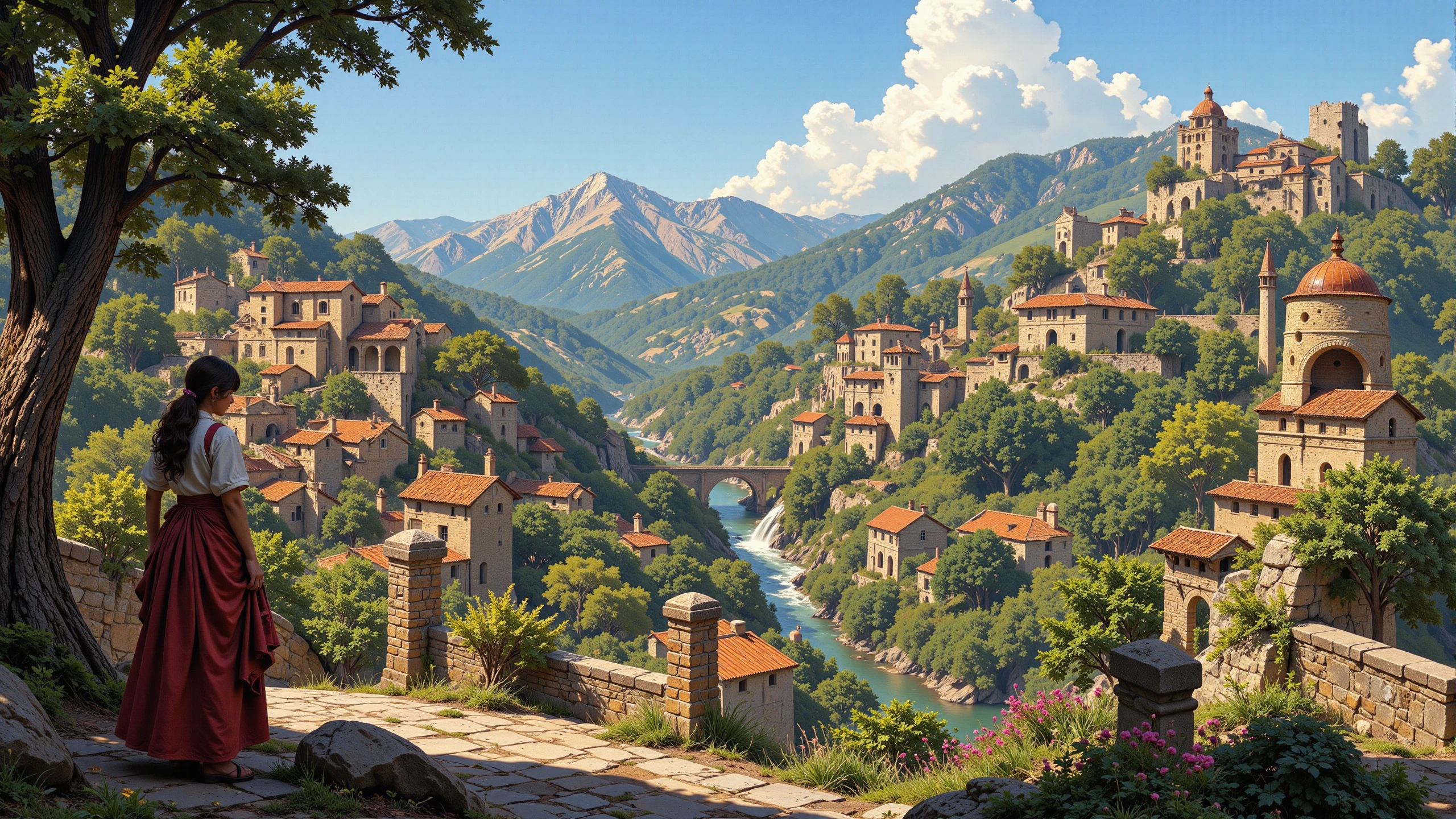 ancient rome village beautiful  landscape, noon, woman, very intricate, very detailed, sharp, bright, colorful, <lora:Hand v2:0.5> <lora:Anti-Blur:1><lora:Insane Detail Slider:0.25>  <lora:flux.1_lora_flyway_Epic-detail_v2:0.3> <lora:fluxenhancer:0.25> <lora:Anime art - Variant 1:1>