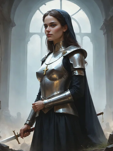 score_9, score_8, score_9_up, content_explicit, high quality, high contrast, realistic, masterpiece, best quality, hires, very aesthetic, 
(religious imagery, sacred geometry, extreme close up, macro, iconography:1.2), (pitch black, black oil:1.4), armored knight, resting on sword, battlefield, hand on hilt, grab, cinematic, intricate, detailed background, glistening, glossy, (shiny skin:1.3), <lora:Digital Art Style SDXL_LoRA_Pony Diffusion V6 XL:0.8>, from side,Shot on Polaroid SX-70,fine grain,cropped legs,135mm f1.8,overcast flat lighting,lifestyle photography,2000s