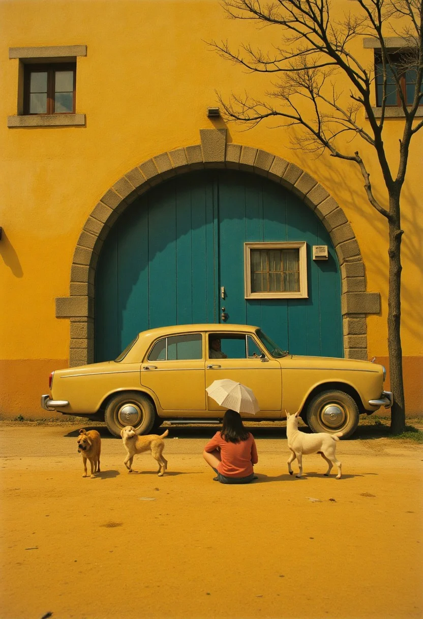 roaming tiny trip mellow, analog, candid, Circle dream art by Ben Templesmith, blue yellow ultra masterpiece k cinematic_1940s cinematic_octane blankmj l10nhe43t
