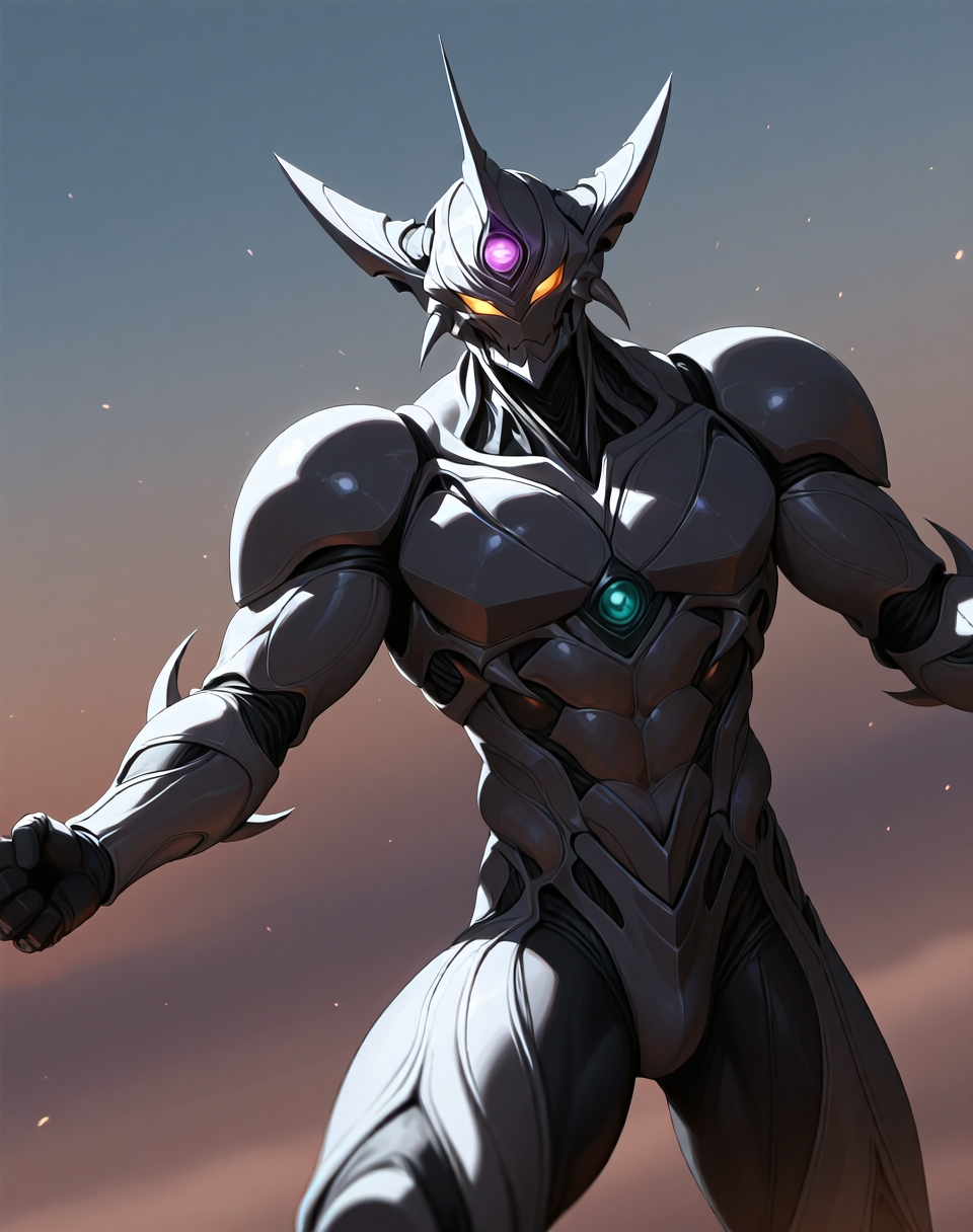 perfect depth of field shot, masterpiece, beautiful, sharp focus, crisp details,
<lora:Apton_(Guyver)_(Illustrious)_(AD):1> Apton, Guyver, bioboosted armor, 
exterior, science fiction, high science fiction, action anime style background,
dynamic action, dynamic perspective, dutch angle, bent knee, cowboy shot,
male focus, perfect proportions, abs, impressive physique, gradient style anime coloring, strong, ((colored body, fighting scene, solo, ):1.5), closed mouth, 
EZRealPONYXL, zPDXL, Smooth Quality, lazynsfw,