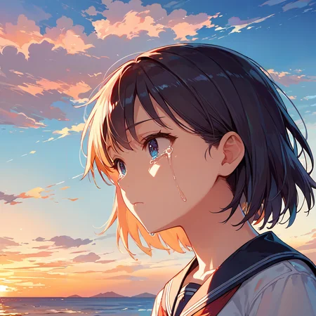 score_9, score_8_up, score_7_up,source_anime, high res image,masterpiece,best quality,break,
girl,cute face,clear skin,shiny hair,ultra detailed eyes,break,sunset,summer,sky,cloud,school uniform,break,cowboy shot,standing, <lora:tears_pony_V1.0:0.8> tears,expressionless