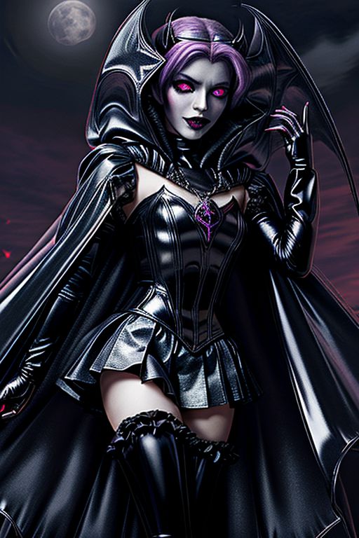 MEvil, EvlSM, Bad_End_Precure, DarkPrecure, adult, evil corrupted princess wearing dark pastel (ruffled:1) (gleaming latex:1) (sailor senshi uniform) with (long latex vampire cloak:1.5) and latex gauntlets, soft lighting, ruffles,
( long legs, crescent, crescent facial mark, makeup, lipstick, mascara, eyeshadow),
(red eyes, colored skin, glowing eyes, evil smile),
<lora:more_details:0.5>,
<lora:midjourney style:0.5>